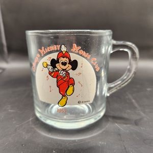 Vintage Anchor Hocking Disney's Mickey Mouse Club 1955 Clear Mug Made in USA
